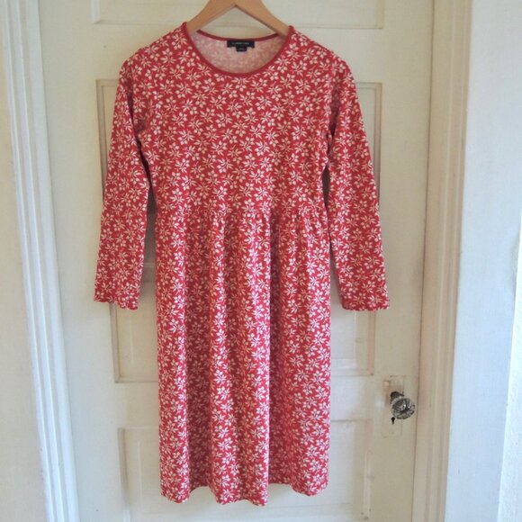 Lands' End Other - Lands' End Girls Red & White Floral Cotton Knit Dress 12